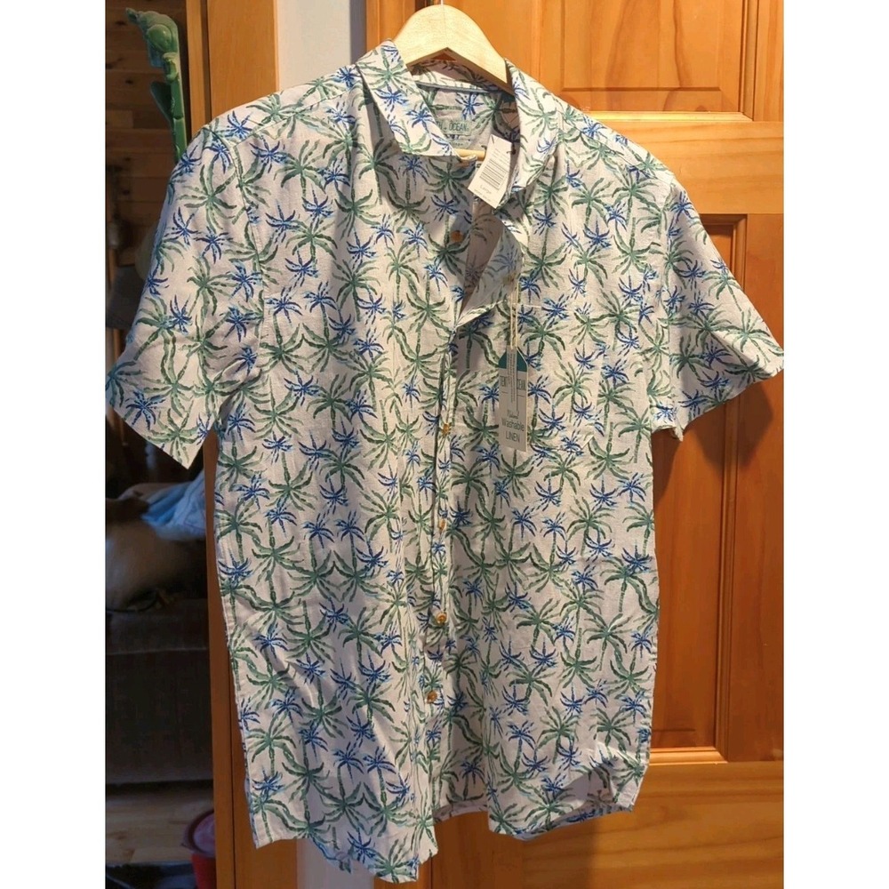 NWT Tenth + Ocean Men's‎ Shirt Short Sleeve Button-Down Washable Linen Size L